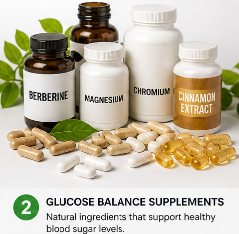 Natural Ingredients that support healthy blood sugar level infographic