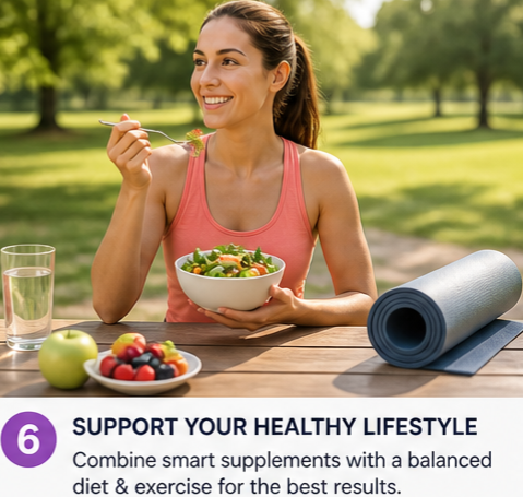 Combine smart supplements with a balanced diet and exercise for the best result infographic