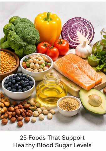 25 Foods That Support Healthy Blood Sugar Levels infographic