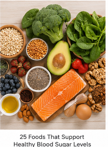 25 Foods That Support Healthy Blood Sugar Levels: A Practical Guide to Smarter Eating infographic